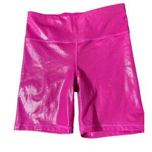 GapFit Womens Pink Metallic Shimmer High Waisted Active Bike Shorts Small NWT